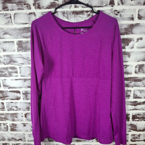 Old Navy Active Go Dry Large Long Sleeve Top Purple Thumb Holes Open Back - Picture 1 of 6
